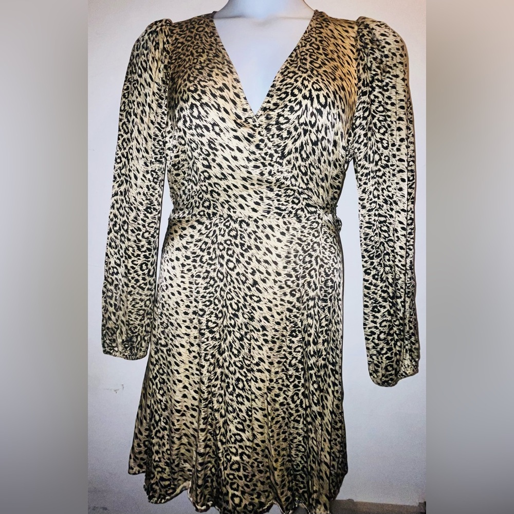 & Other Stories Los Angeles Atelier Leopard Cheetah Print Wrap Dress Size 10